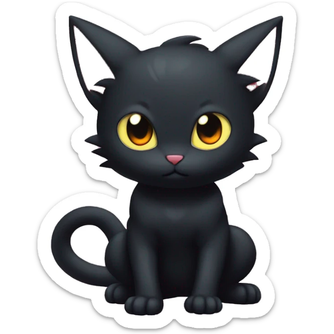 Cool Cute Edgy Black Dark Chibi Cat-Noibat-Noivern-Litten-Fakémon-hybrid sticker