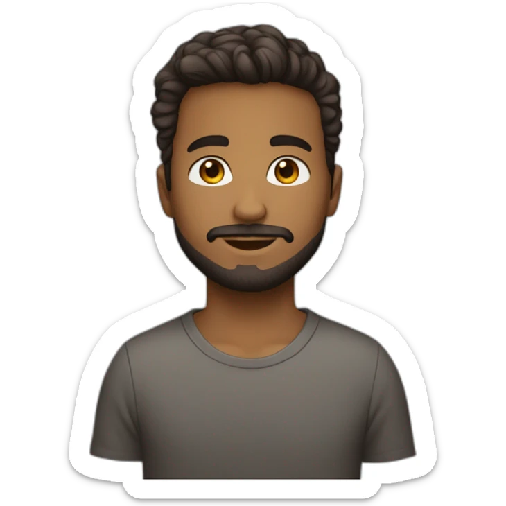 Un jeune homme avec une barbe légèrement fournie, des cheveux courts bruns et un regard confiant sticker
