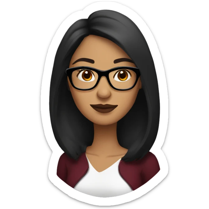 Latina women with burgundy and black hair and glasses sticker