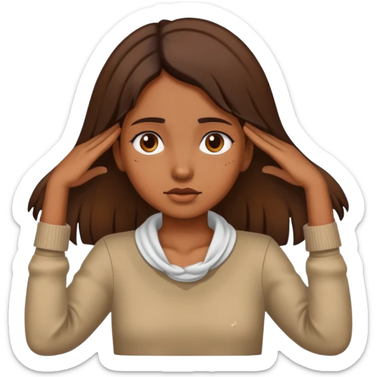 Brown skin girl with her hands across her neck like she’s choking her self sticker