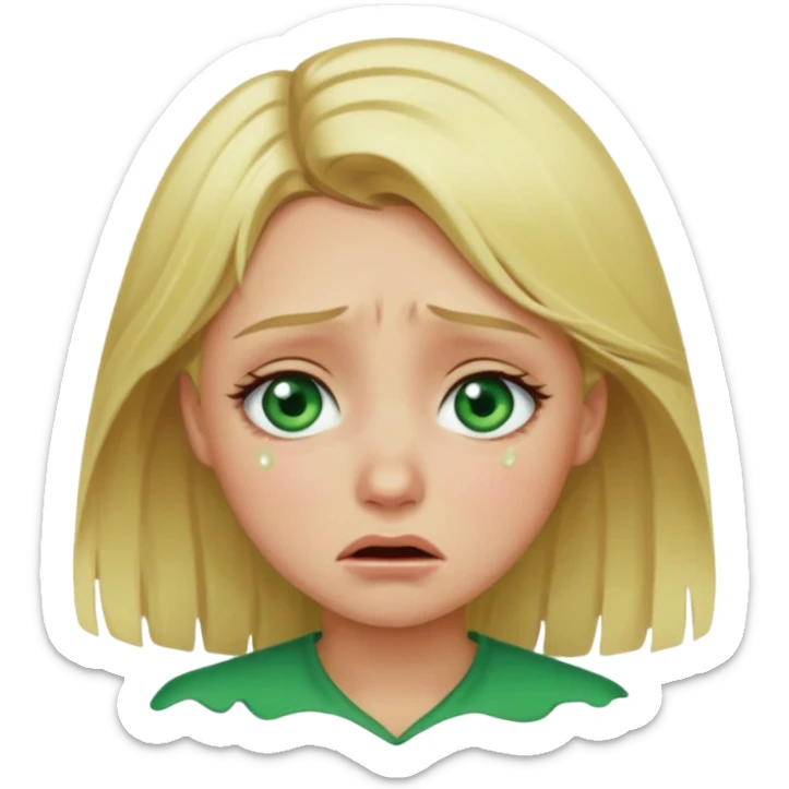 the girl is that criying she has green eyes and blondhair  sticker