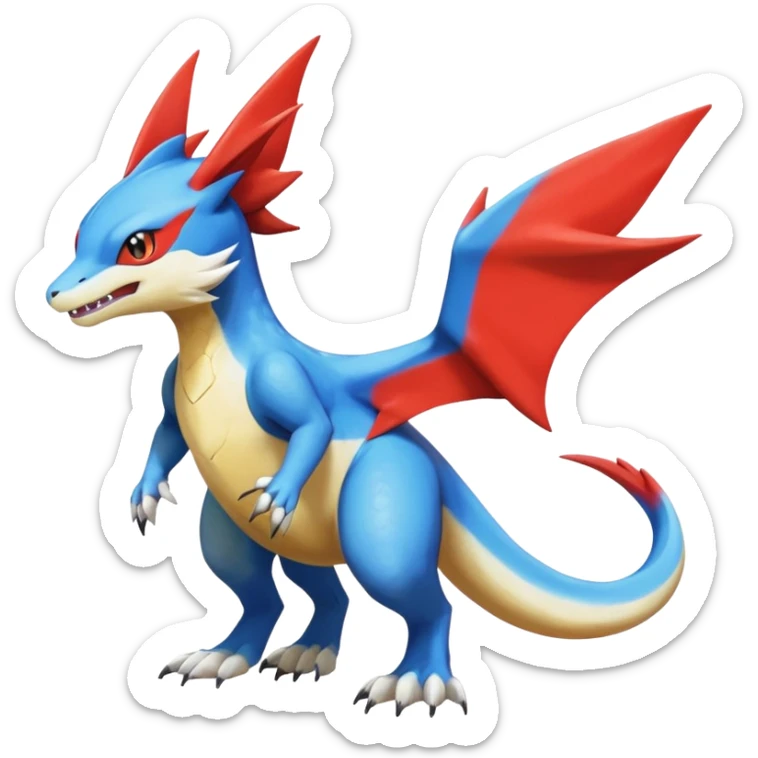 Gabite-Veemon-Digimon-Croconaw-Latias-Peppercat-Pokémon-Flamedramon-fusion-animal-hybrid-creature, Full body  sticker