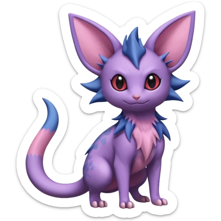 Sneasel-Nidorino-Espeon-Noibat-Purrloin-Fakémon-hybrid-creature (full body)  sticker