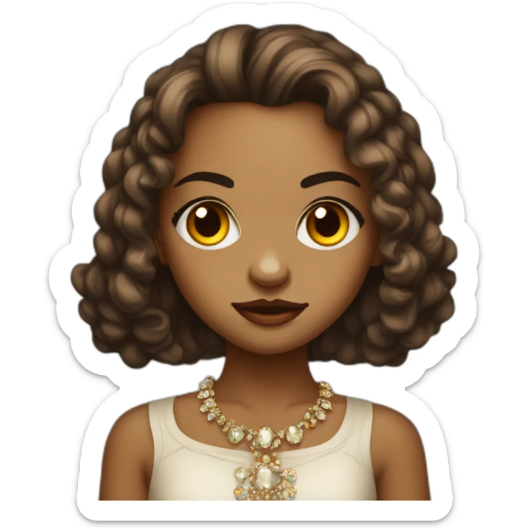 jeweled brown-eyed girl mad portrait sticker
