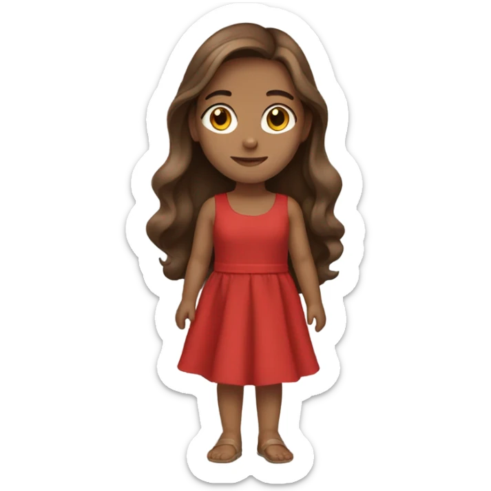 Beautiful girl, brown hair, red dress  sticker