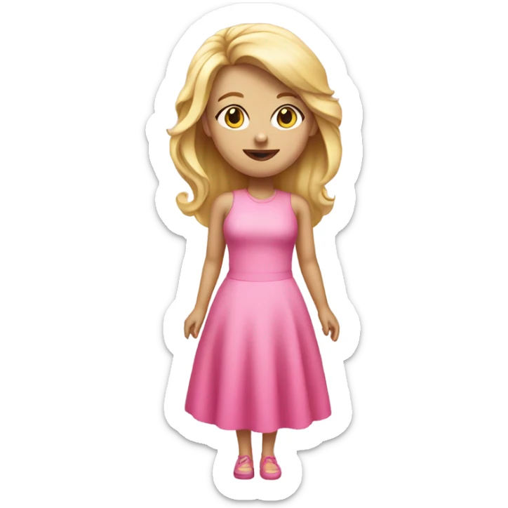 Blonde girl in pink dress full body sticker