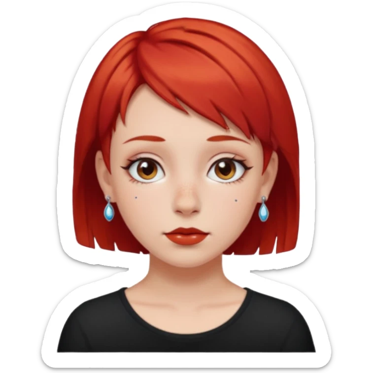 Girl with red short hair with 2 nose piercings sticker