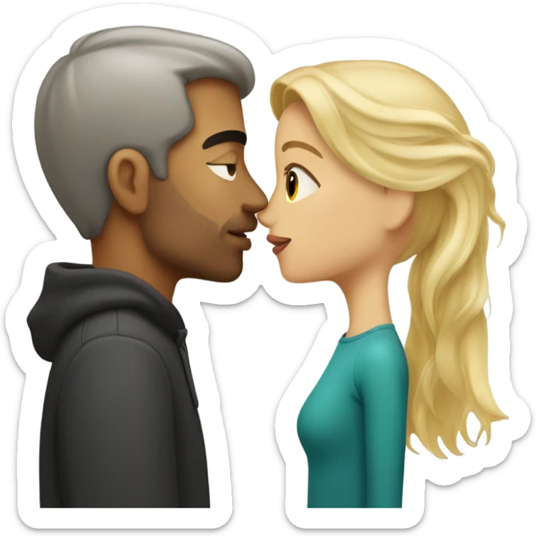 Blonde girl kissing tall dark-haired Latino men sticker