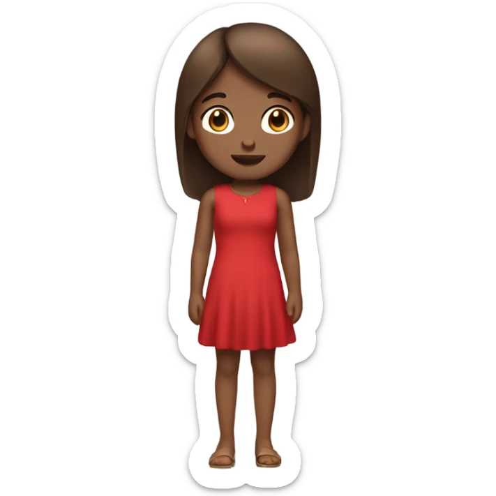 Girl with straight brown hair wearing a red dress sticker