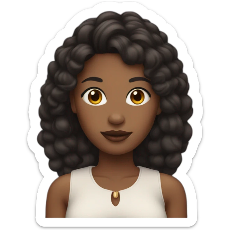 black woman with a round face and long dark hair and hoop earrings sticker