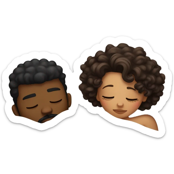 pretty thick latina with curly hair and attractive black boyfriend with beard sleeping  sticker