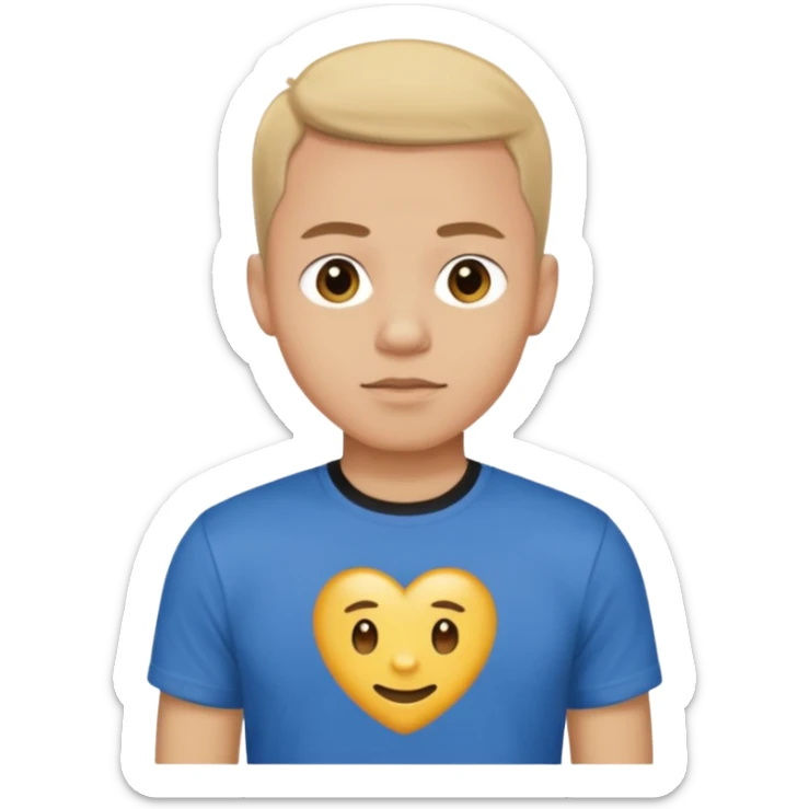 A man, shot from the center of his chest, but wearing a T-shirt, light skin tone sticker