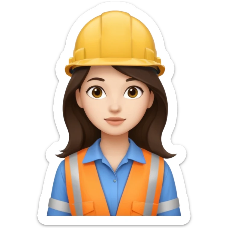 girl architect - brunette - 20 years old cute pose - long hair girl no eye glasses. pretty girl sticker