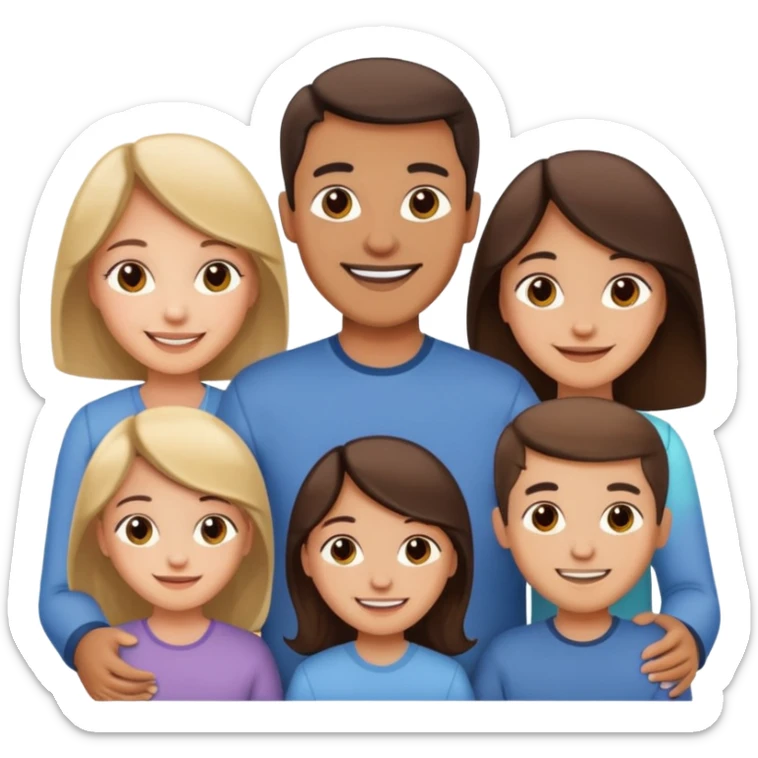 Happy family of 5: mom, dad, sisters and brother sticker
