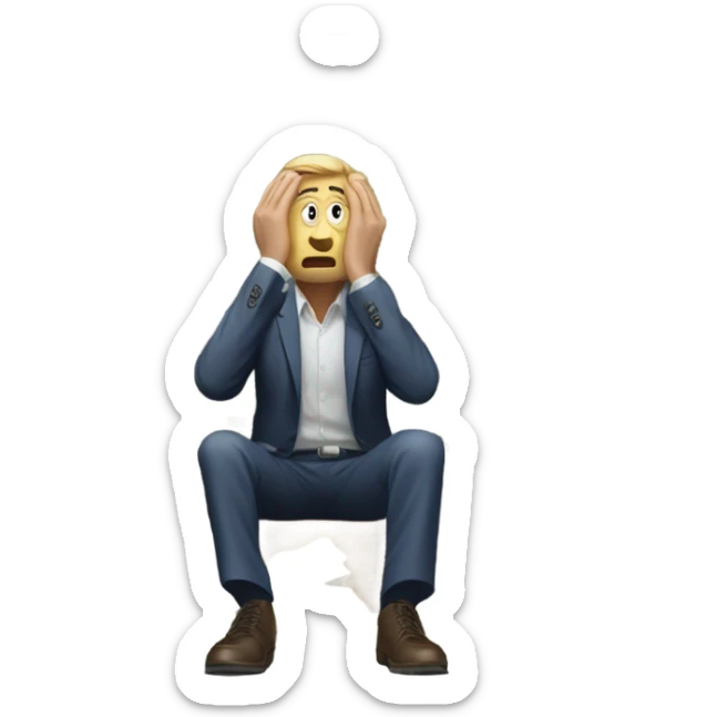 Man being crushed by the overwhelming weight of late-stage capitalism. sticker