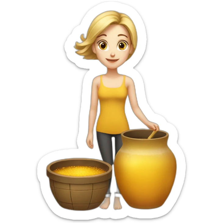 Beauty-caucasian-full-body-Girl and the pot of honey sticker