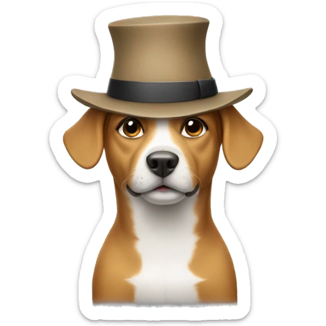 Dog with a hat sticker