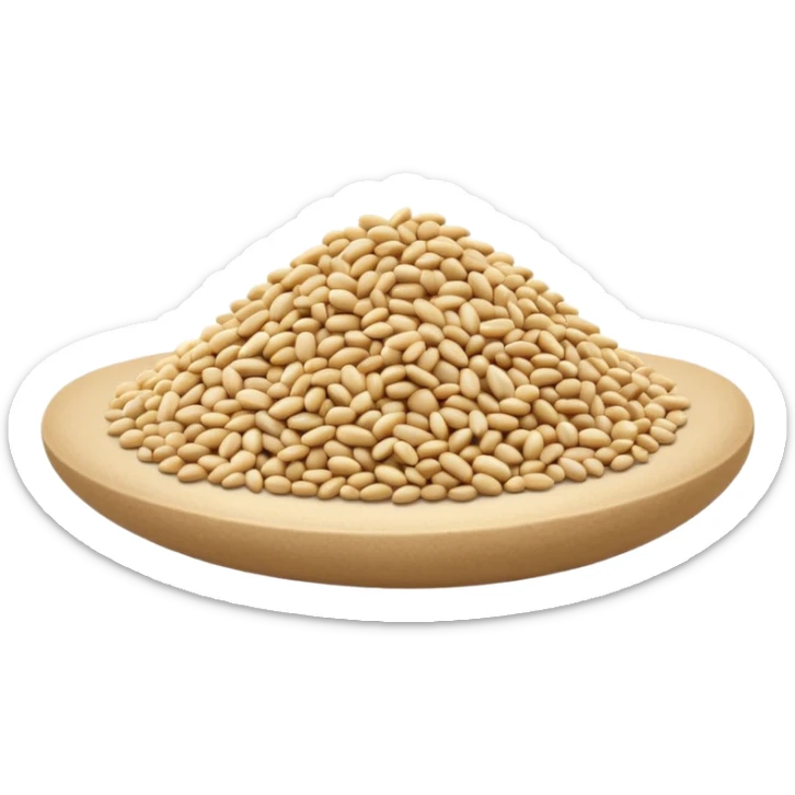 small pile of sesame seeds, off-white to pale beige, oval and slightly curved, smooth, dry matte texture, clean style, optimized for emoji size sticker