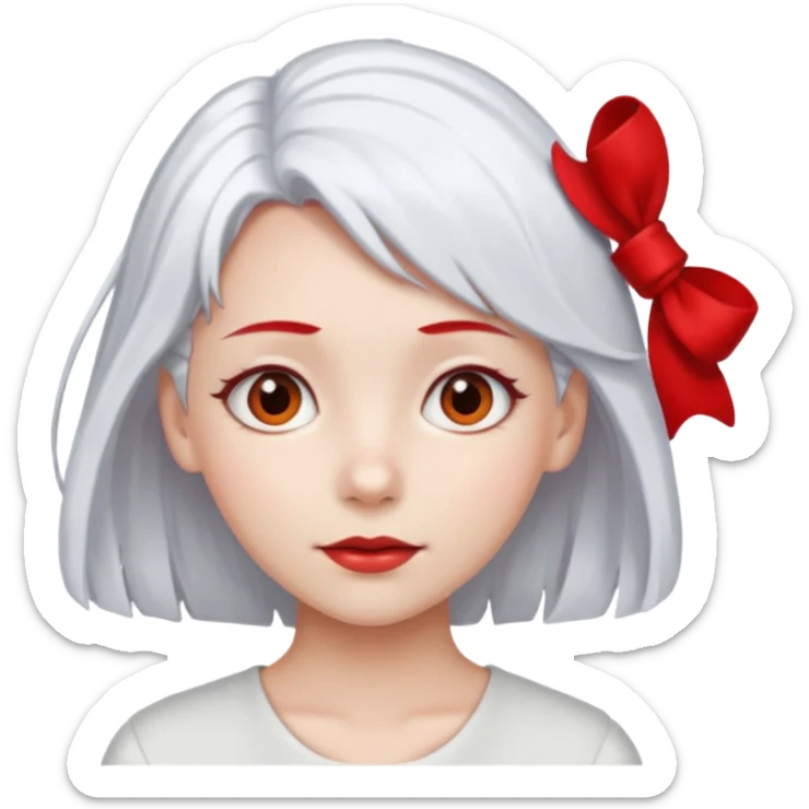 girl with white\ hair and red color hairclip sticker