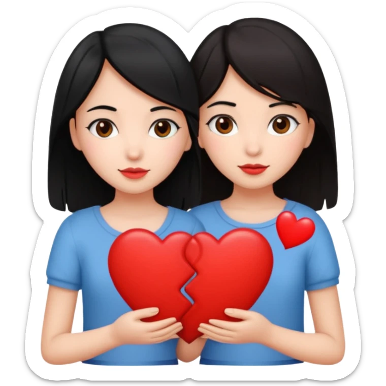 2 girls that have a heart one hair black the other brown  sticker