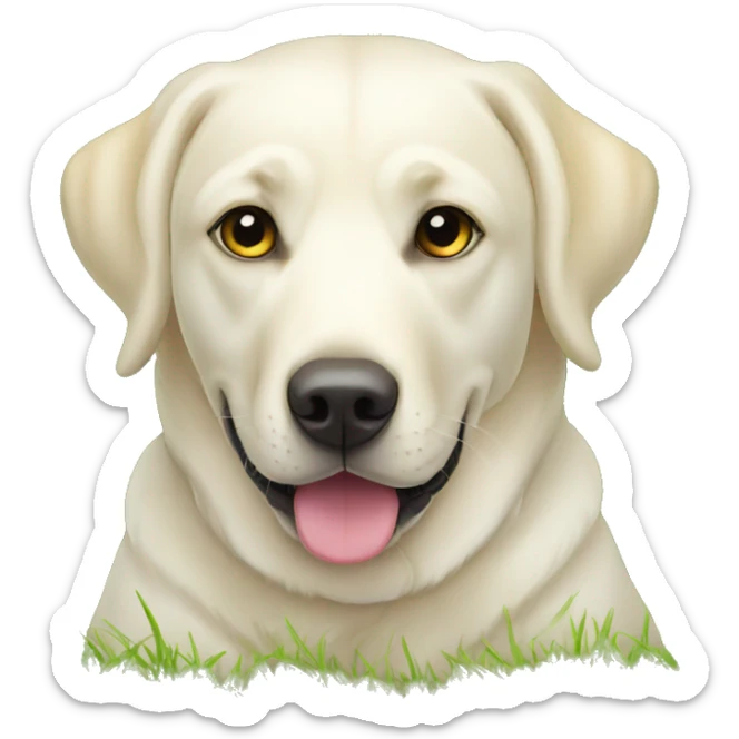 white labrador is laying on grass sticker