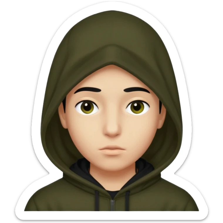 Un joven con una capucha negra que solo le deje ver los ojos y cejas sticker