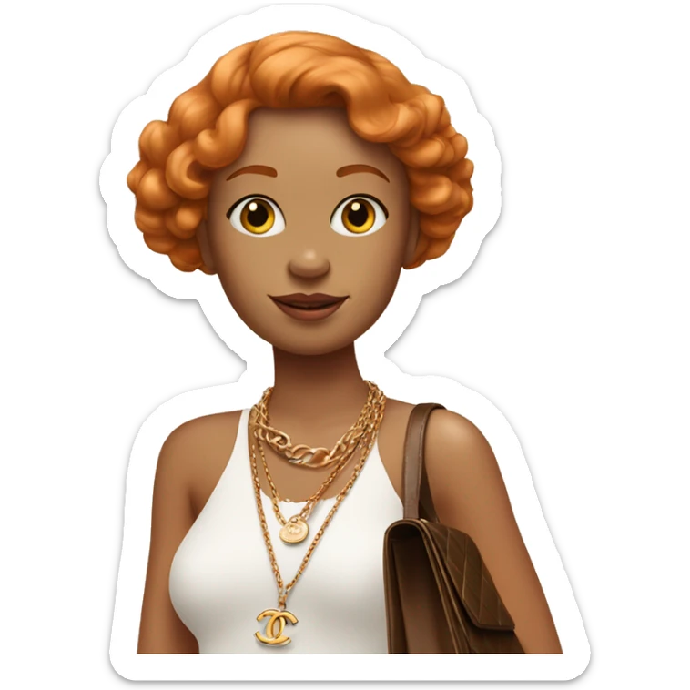 Ginger girl with Birkin bag and Chanel necklace sticker