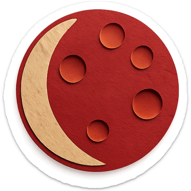 blood moon with smoother craters, two-tone fill: beige and dark red sticker