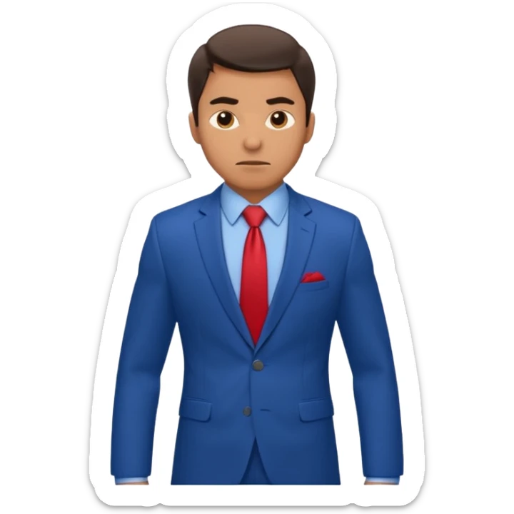 business man in a blue suit and red tie carry heavy weight on his shoulders sticker