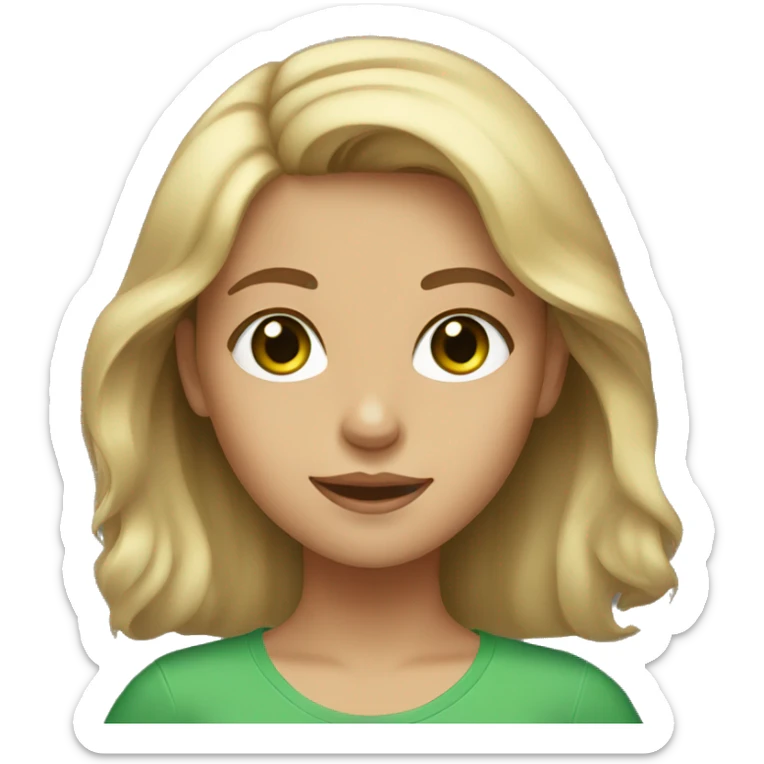 girl with brown and blonde hair and green eyes sticker