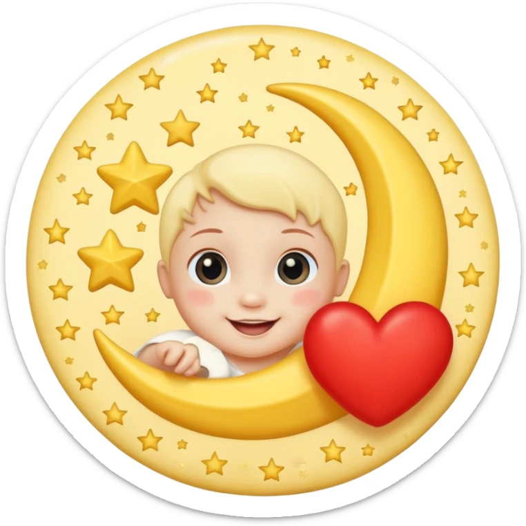 Baby butter stick with moon and stars and a red heart sticker