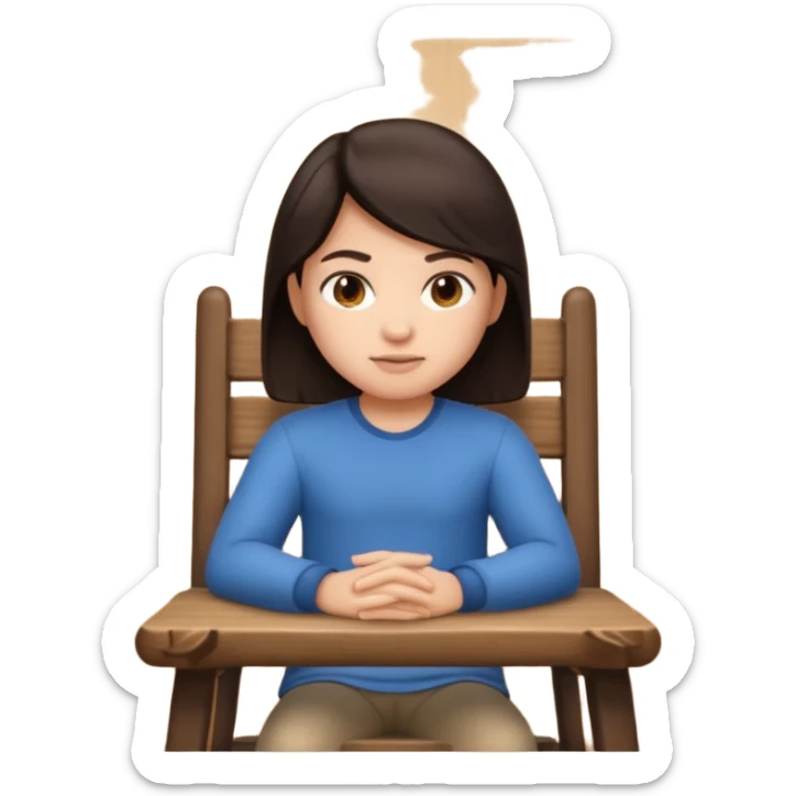 Memoji sitting on a chair from behind (pnly hair and back of the chair shown) focusing  sticker
