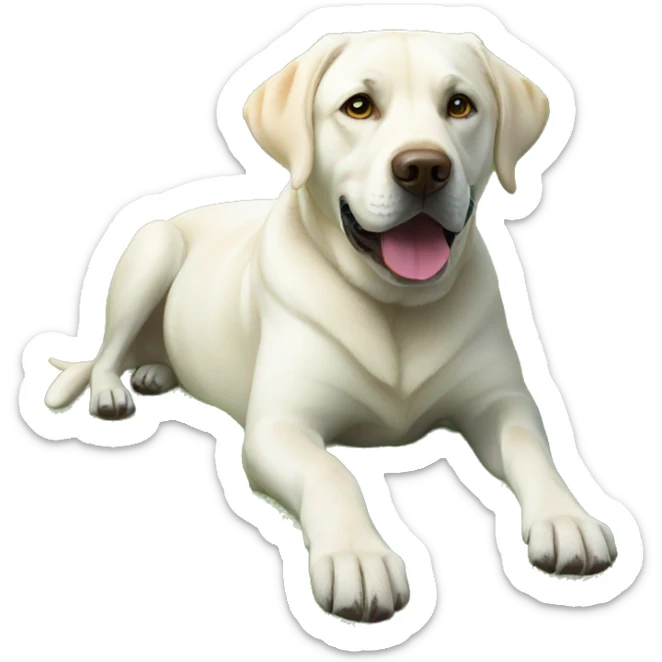 white labrador is laying on grass sticker