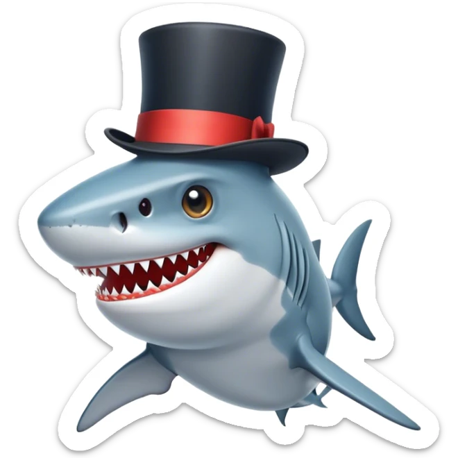 Shark with a top hat sticker