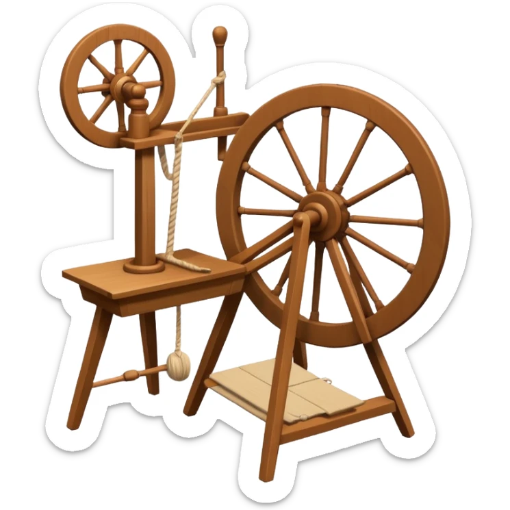 I want a traditional spinning wheel, with the wheel on the right or left and the flyer on the opposite. Shown from the side. there is only one wheel the other side has the flyer. go to websites containing traditional spinning wheels for reference. sticker