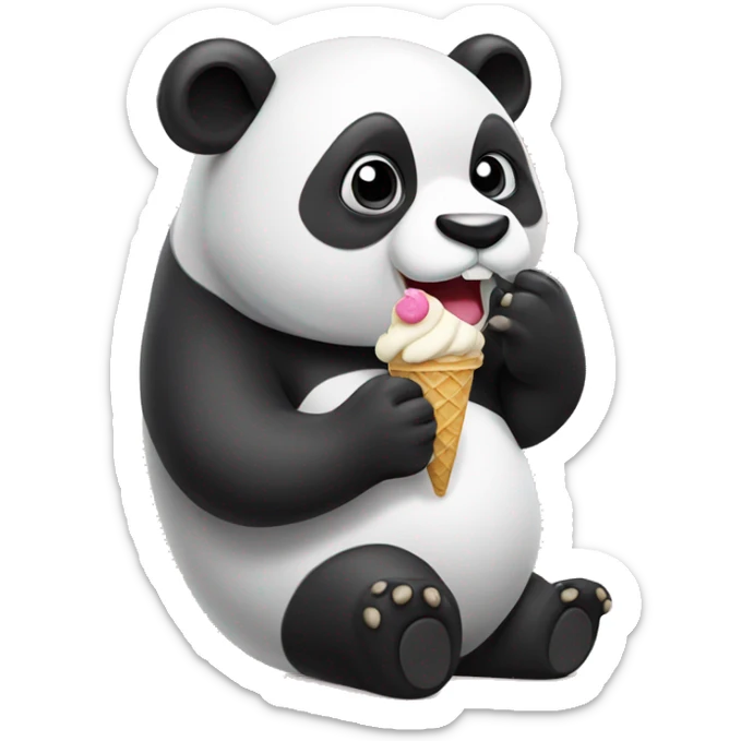 Panda eating ice cream sticker