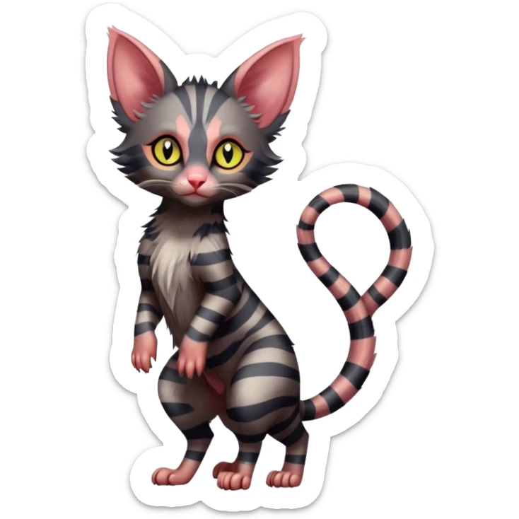 Colorful exotic Fantasy-Lykoi-Fakémon-Lykoi-feline-hybrid (full body) sticker