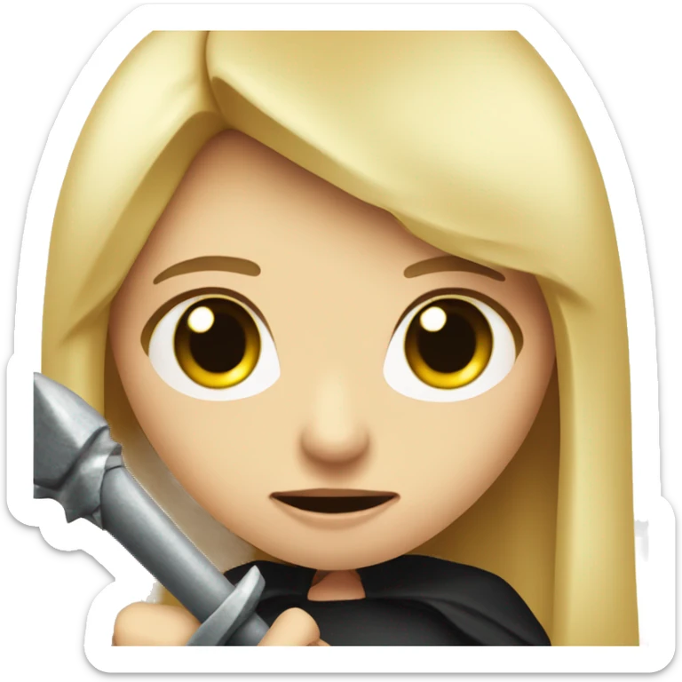 cute blonde girl holding a vampire stake with a fear look on he face sticker