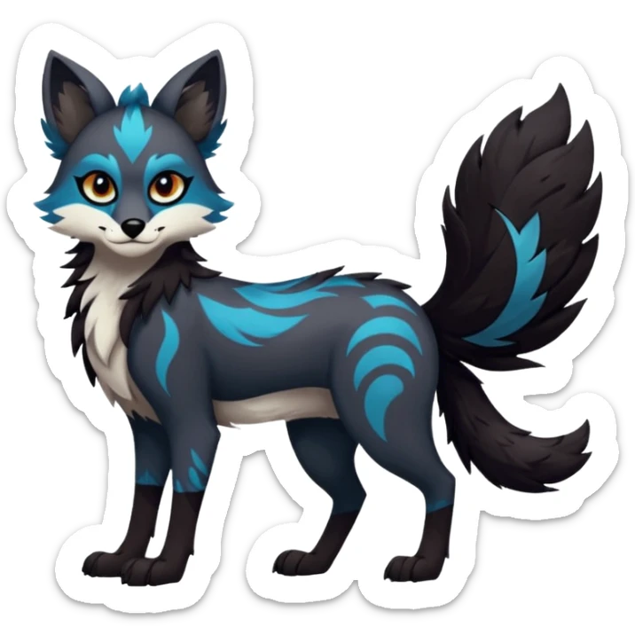 edgy badass cool Falvie-Fionbri-creature-fursona, full body, with random markings sticker