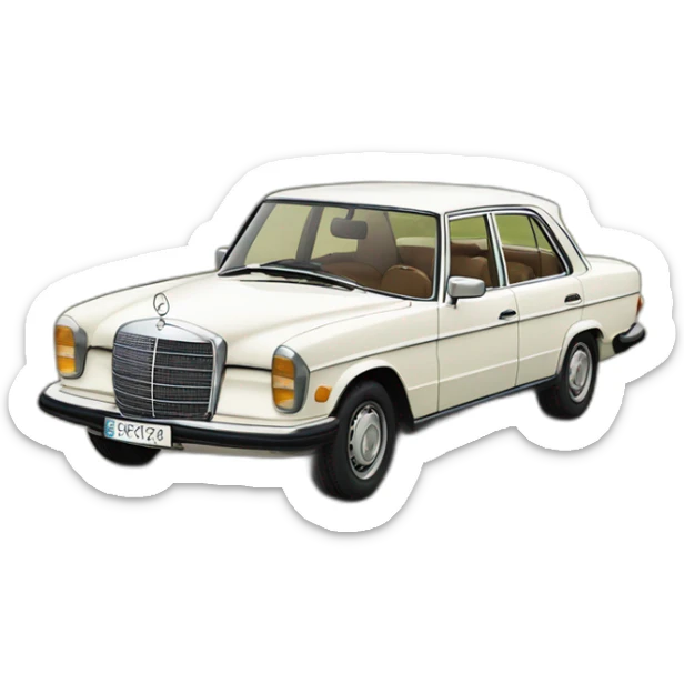 trip around galicia in a old white mercedes benz 1975 sticker