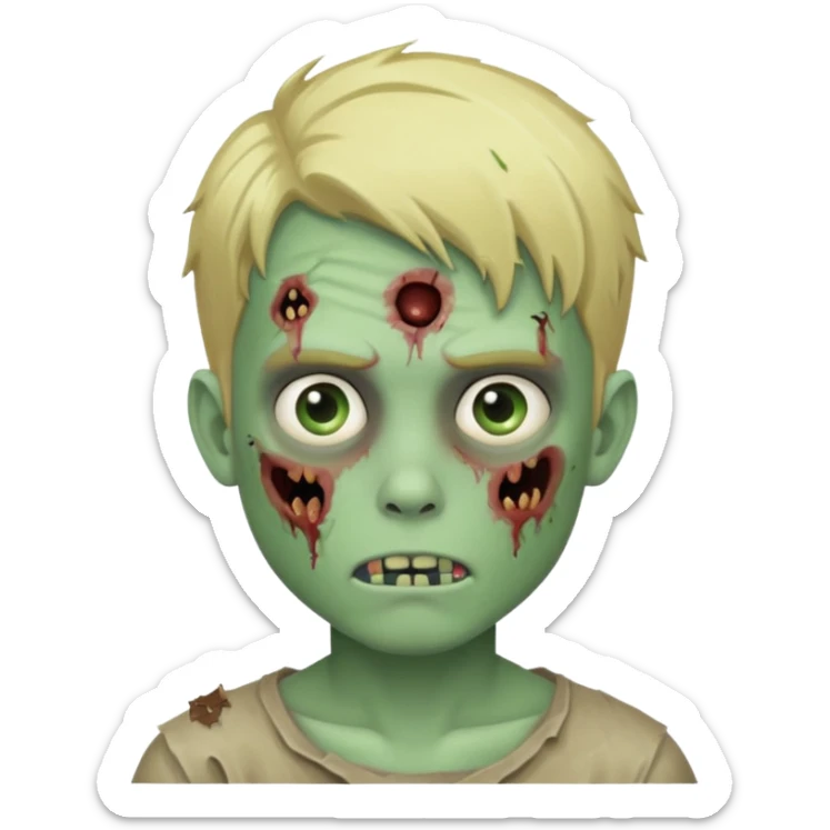 boy zombie with blonde hair and skin pastel green sticker