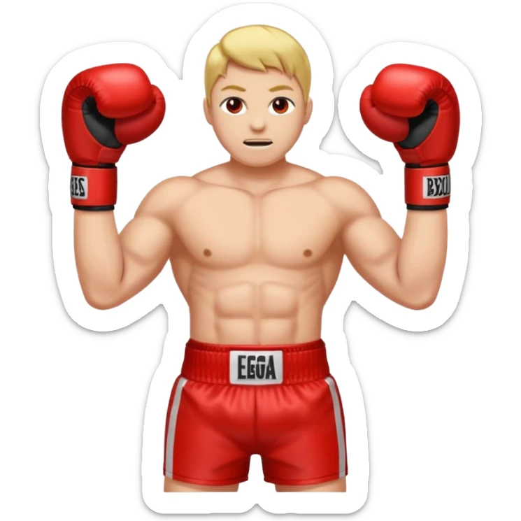 Gota de sangre con cara de enfado y unos guantes de boxeo, que tenga brazos y piernas musculados sticker