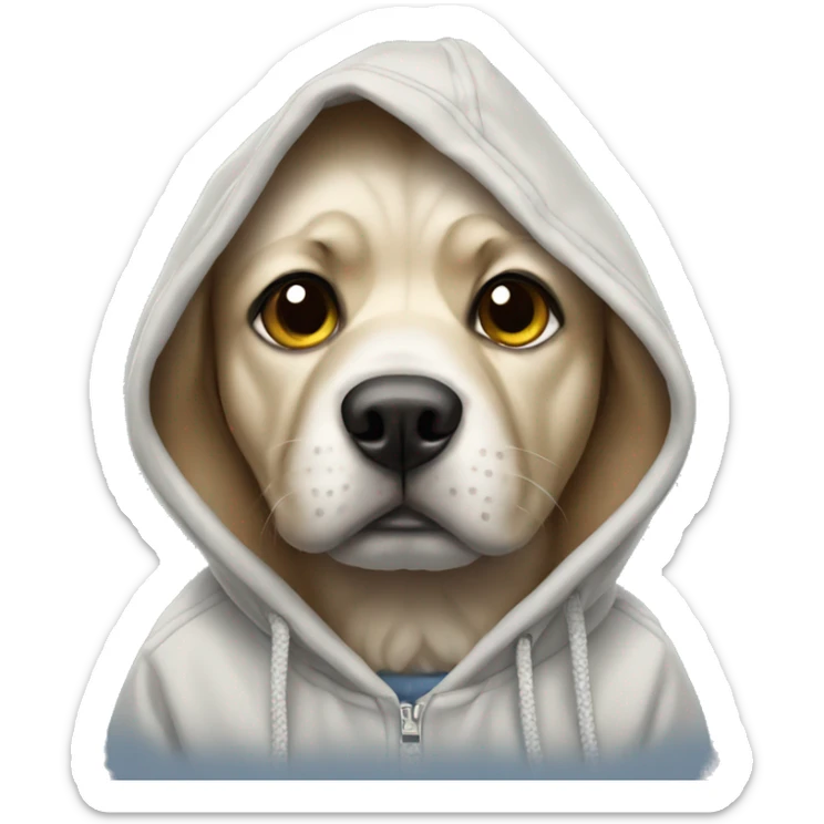 Dog wearing a hoodie sticker