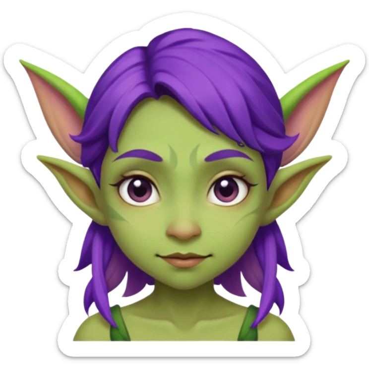 ugly purple green girl fairy goblin  sticker