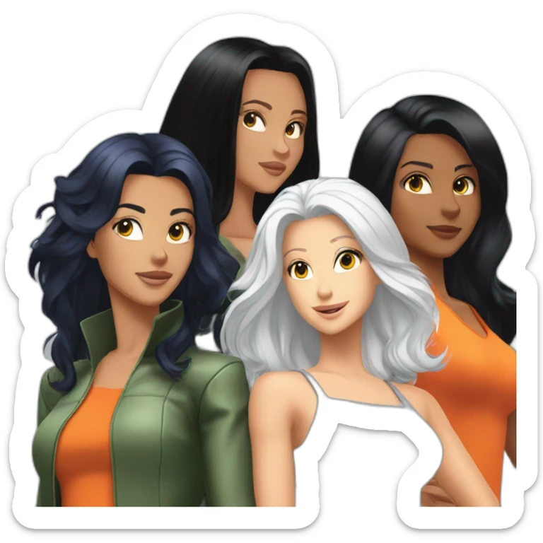 totally spies three girls white hair black hair orenge hair sticker