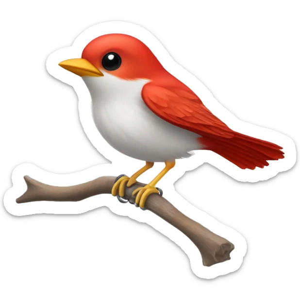 red male flycatcher bird flying in the air with white accent feathres sticker