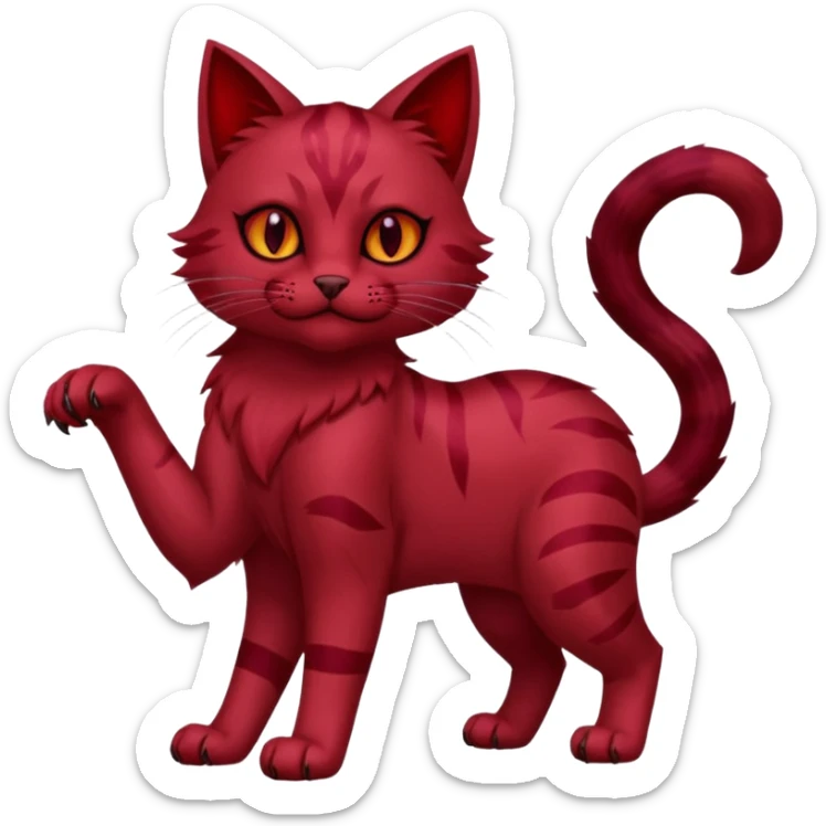 Sanguine crimson maroon burgundy carmine bloody blood-cat-Fakémon-creature (full body) sticker