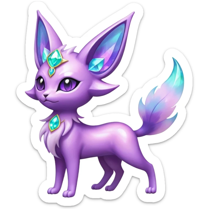 Shiny Exotic Elemental Espeon-Persian-Pokémon-Fakémon-hybrid-creature (full body) sticker