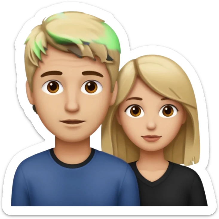 couple male dirty blonde hair female dark brown hair sticker