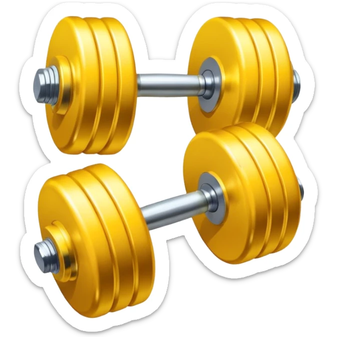 Generate a high-quality emoji of a yellow dumbbell, realistic color and shading, smooth gradient colors, no facial features, no brand markings, simple white background, high-resolution.
 sticker